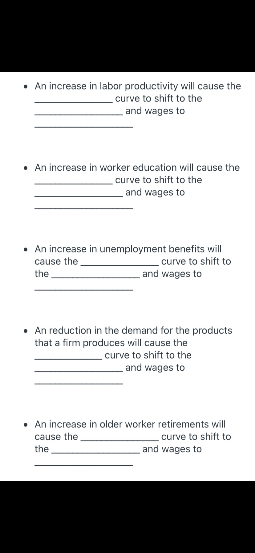 help with study guide please An increase in labor productivity will cause
