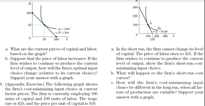 the firm's cost-minimizing input choice at current factor prices.a. What are the