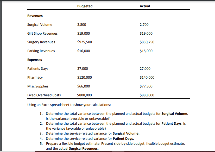 Revenues 519,000 Surgery Revenues 5050350 Parking Revenues 515,000 Expense-s Patients Days 2?,000
