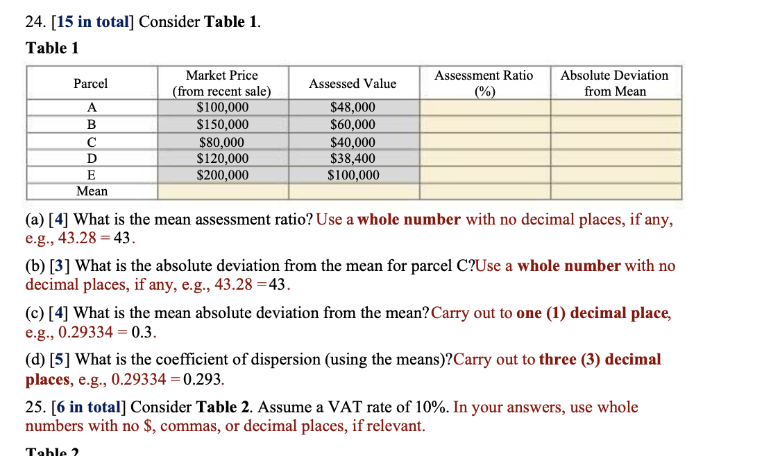Please help with #24 a, b, c, d 24. [15 in total]