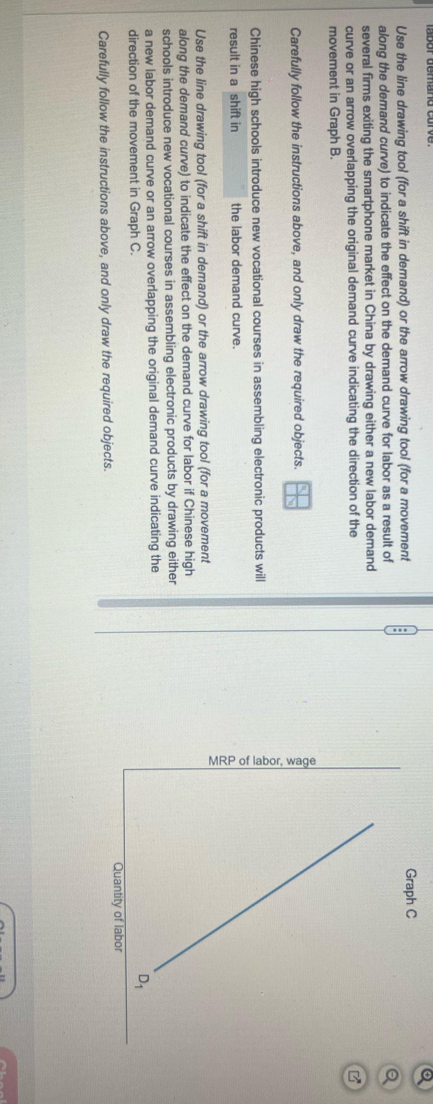 Use line drawing for graph c Use the line drawing tool (for