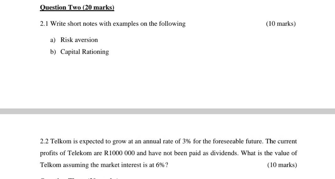 Question Two 120 marks} 2.1 Write short notes with examples on