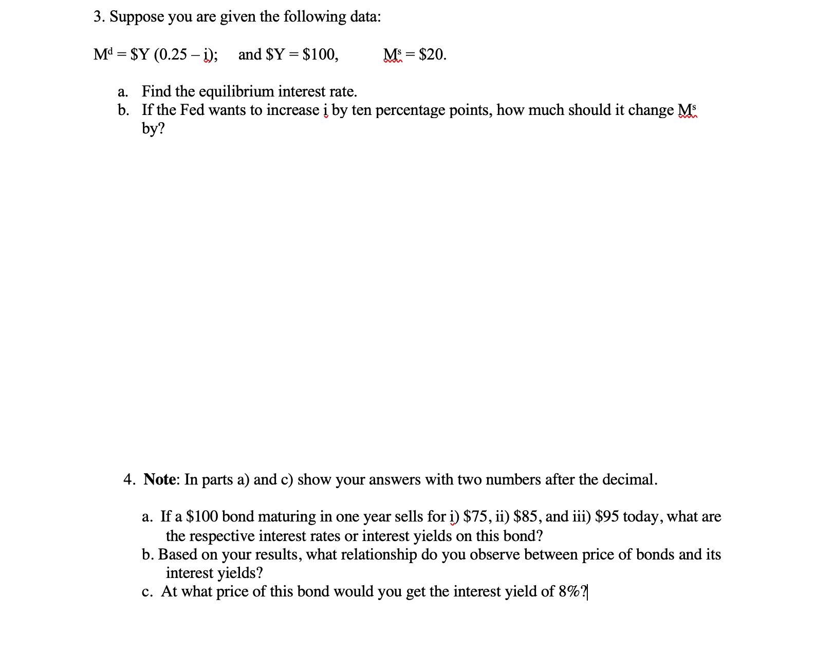 Need help solving please provide answer and steps thank you 3. Suppose