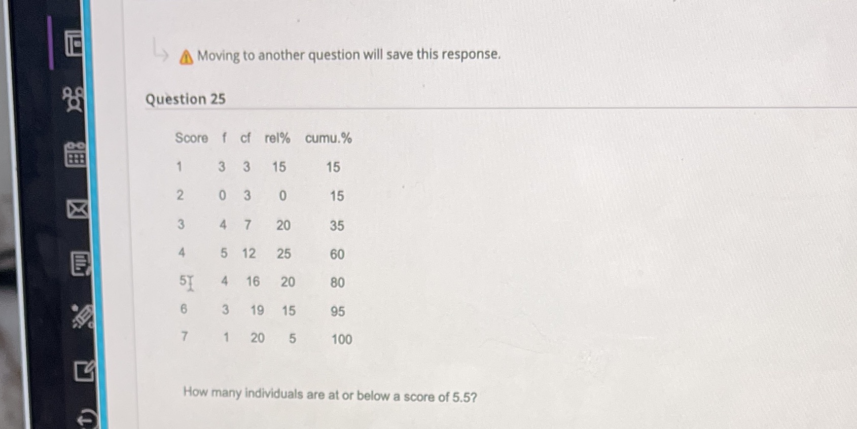  \" A Moving to another question will save this response. Question