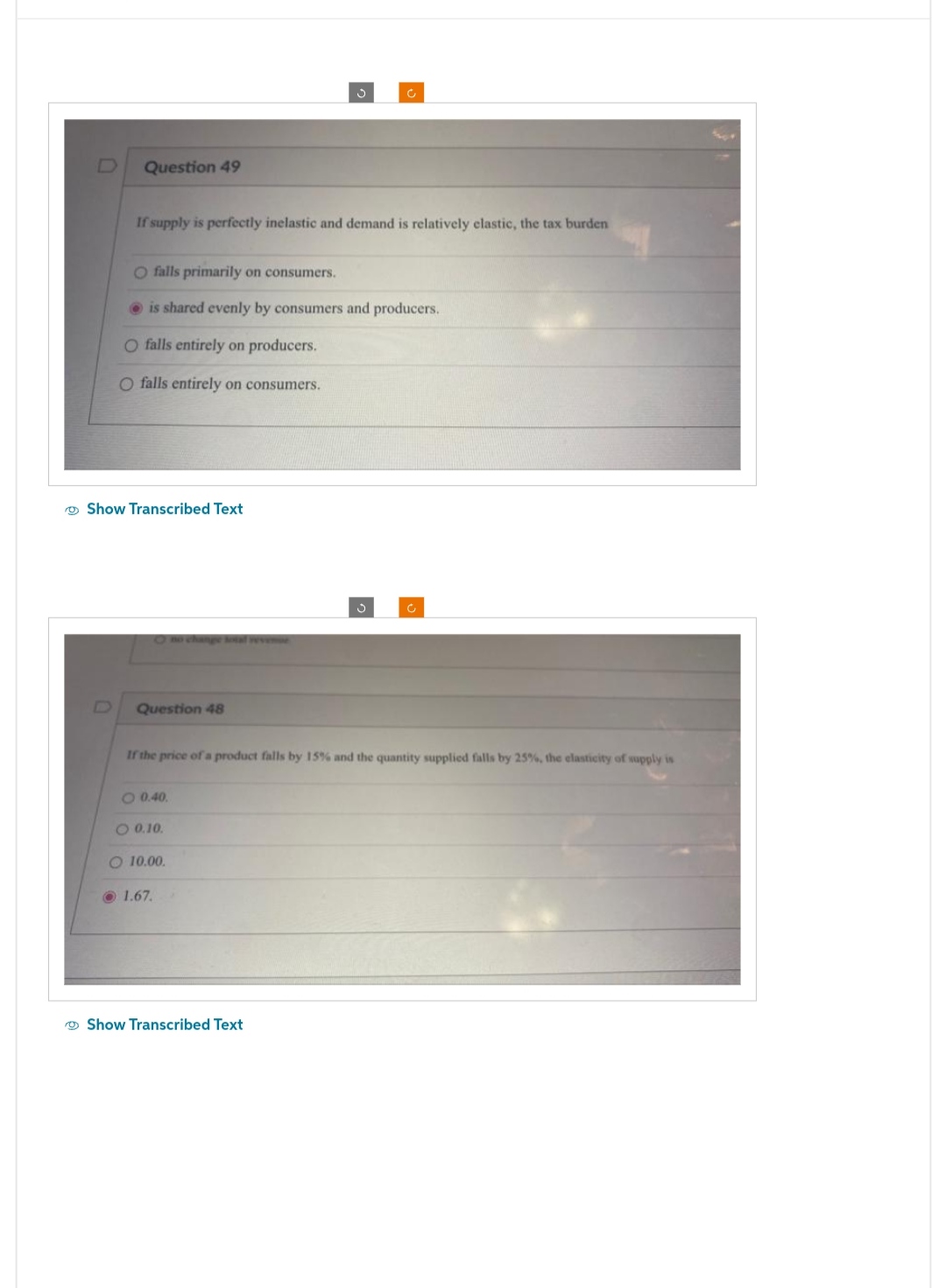 Question 2Full explain this question D Question 49 If supply is perfectly