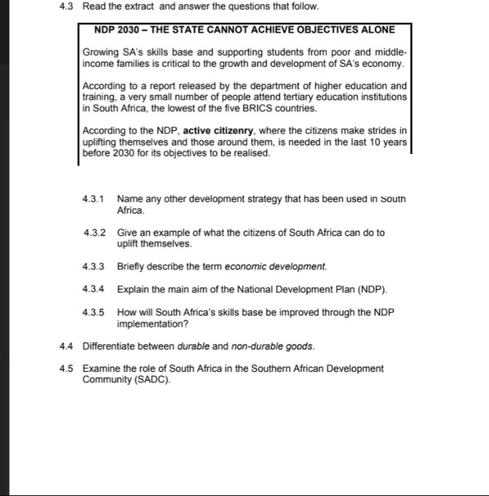 discuss please 4.3 Read the extract and answer the questions that follow.