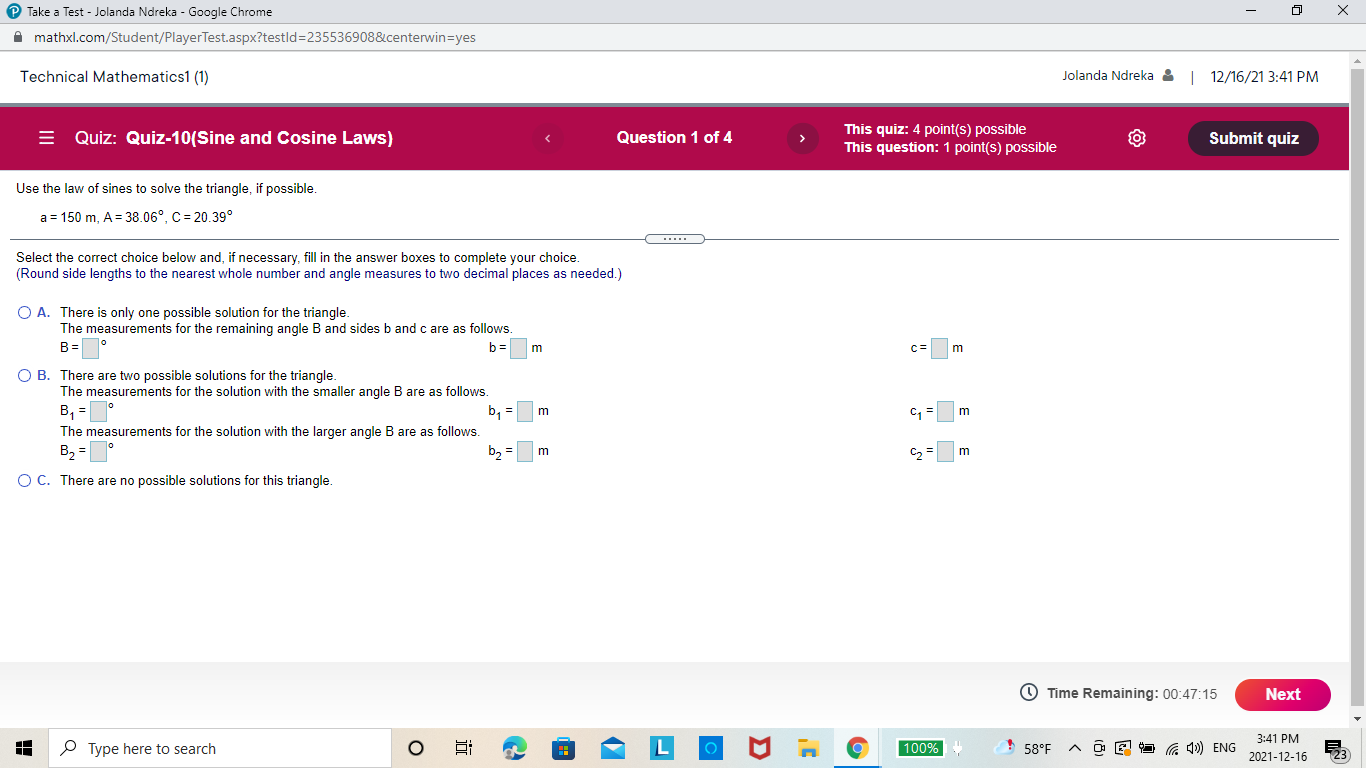 Take a Test - Jolanda Ndreka - Google Chrome - X