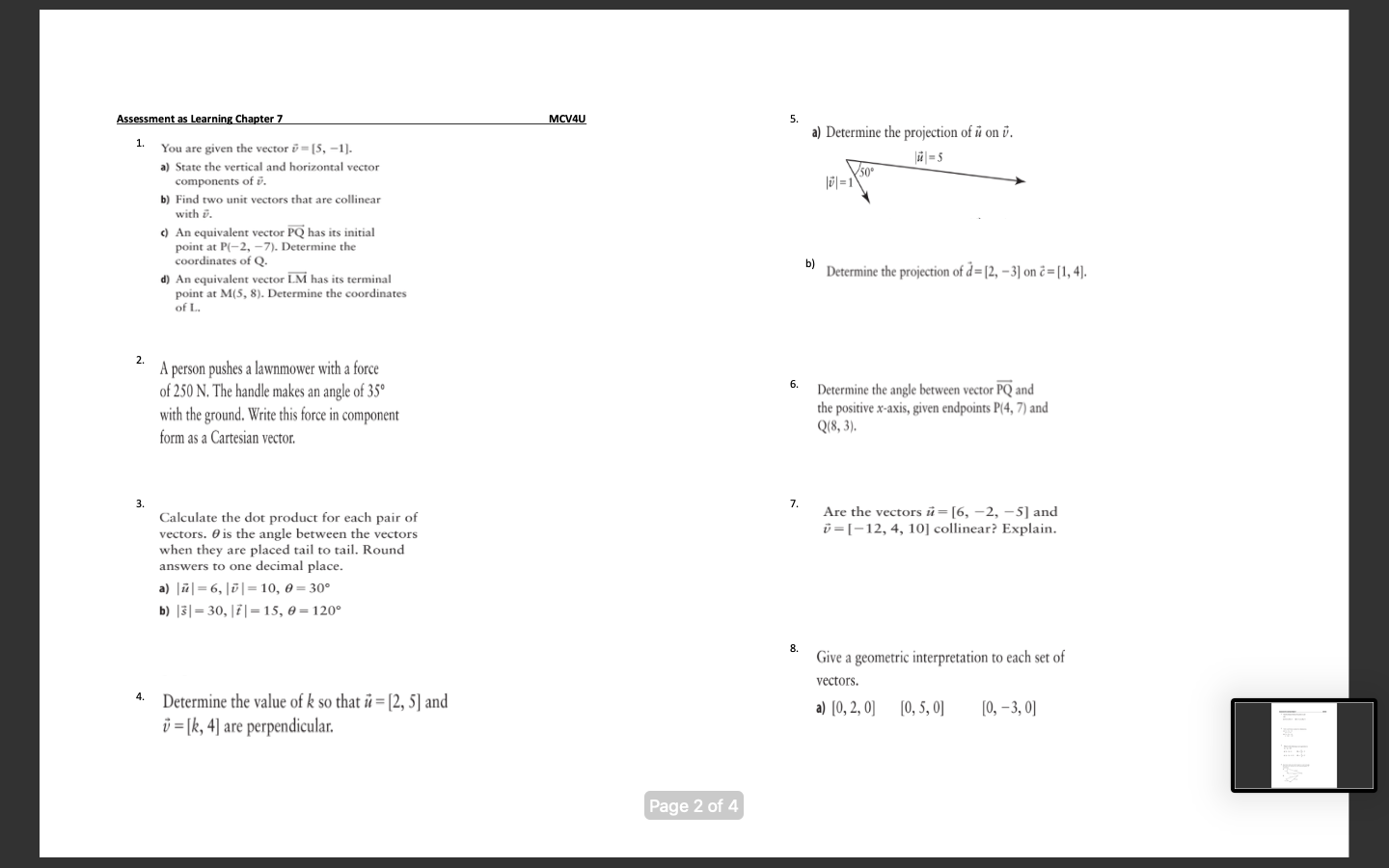 Assessment as Learning Chapter 7 MCV4U 5 . a) Determine the