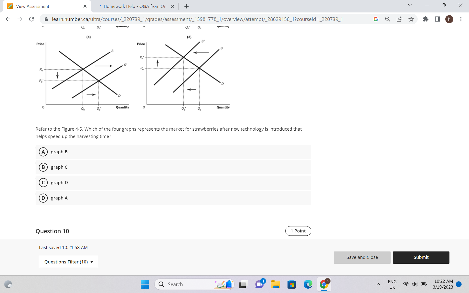 from Onl X + V X A learn.humber.ca/ultra/courses/_220739_1/grades/assessment/_15981778_1/overview/attempt/_28629156_1?courseld=_220739_1 3 X 10 OF