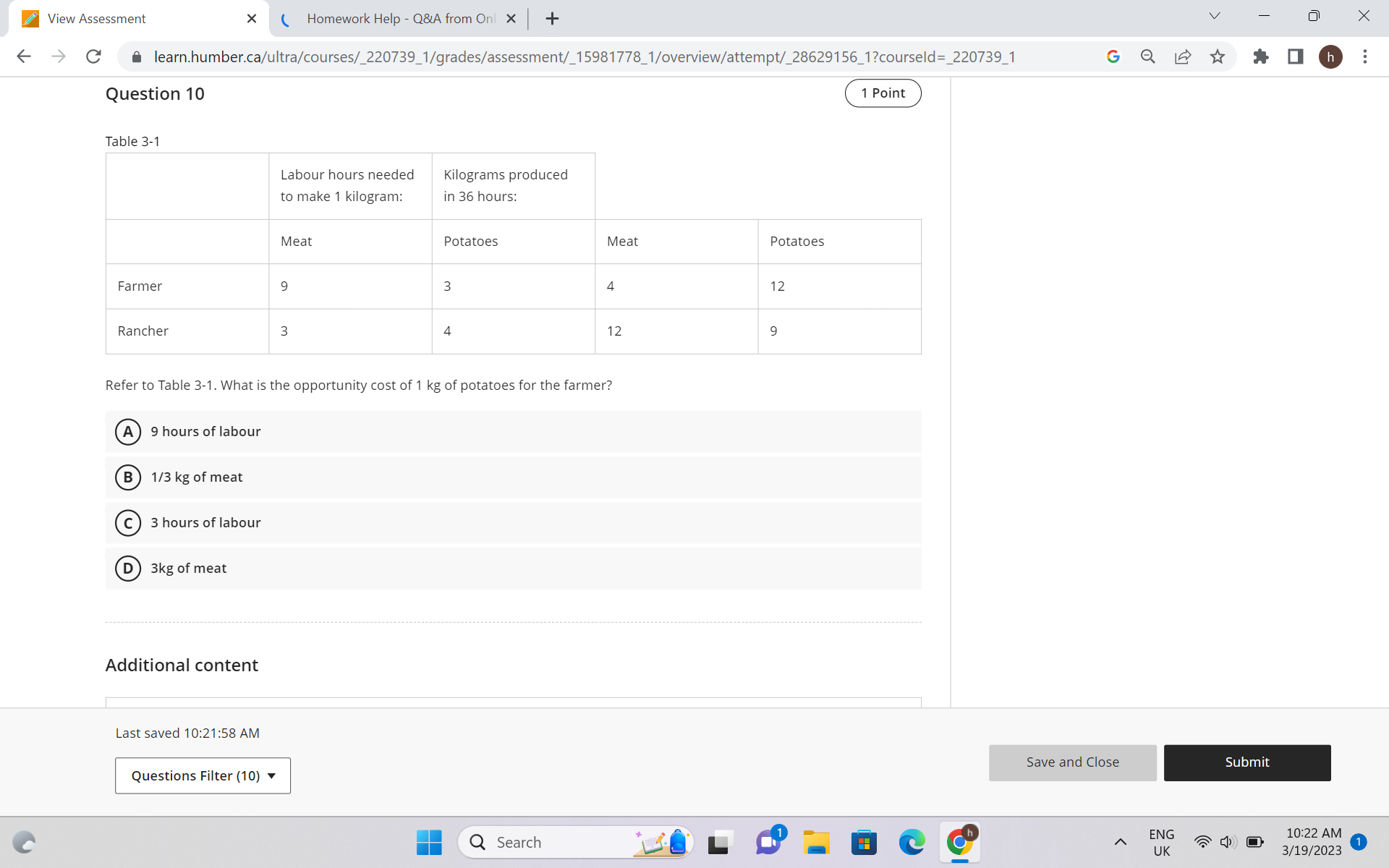 10 QUESTIONS REMAINING Maximum points 10 points Qe Qe' Quantity C Q6'