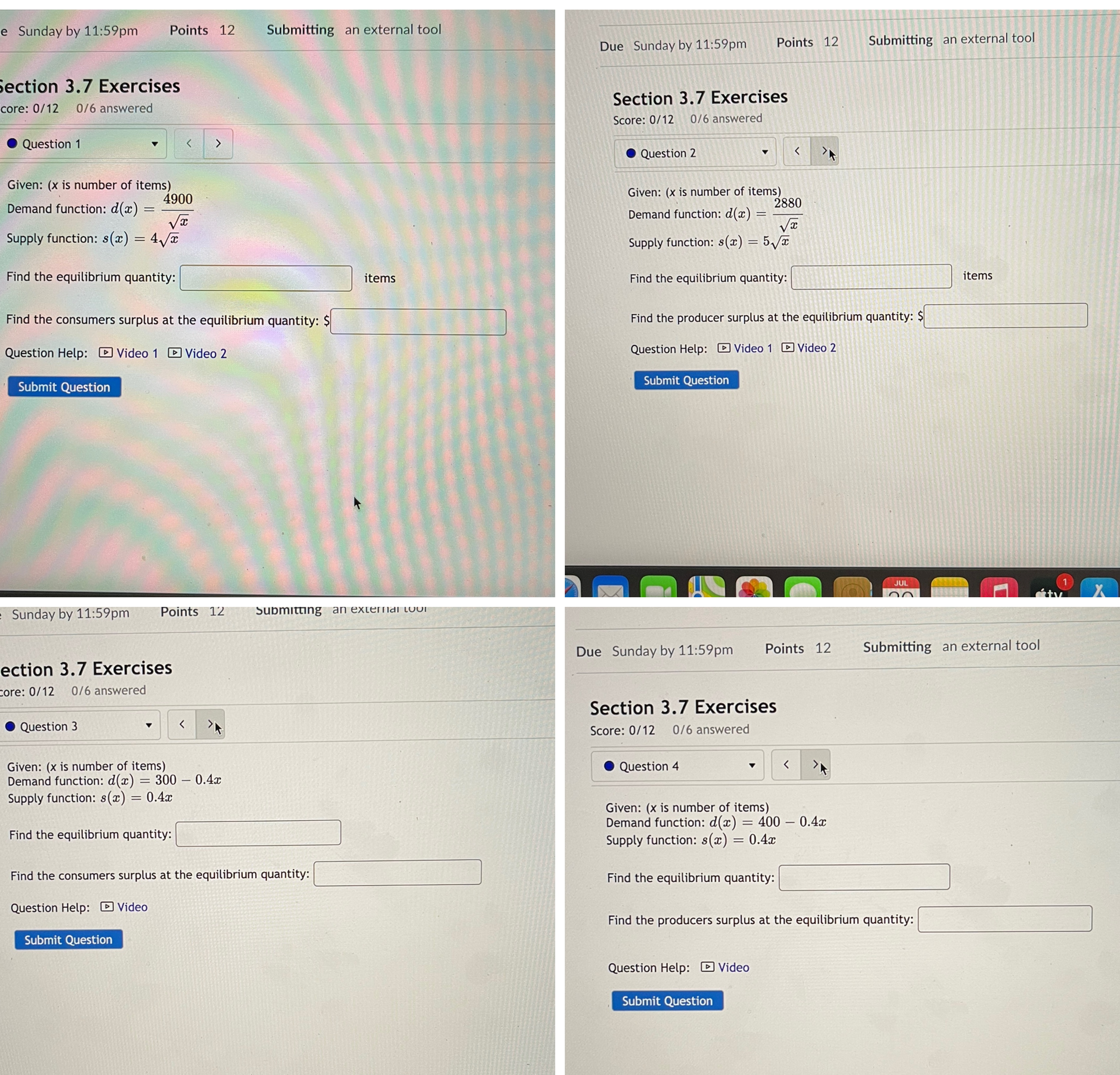 Please answer questions 1-4 and add the question number to each answer