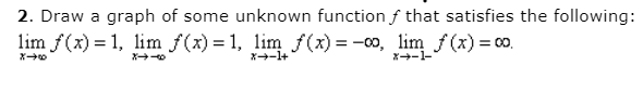 2. Draw a graph of some unknown function f that satisfies
