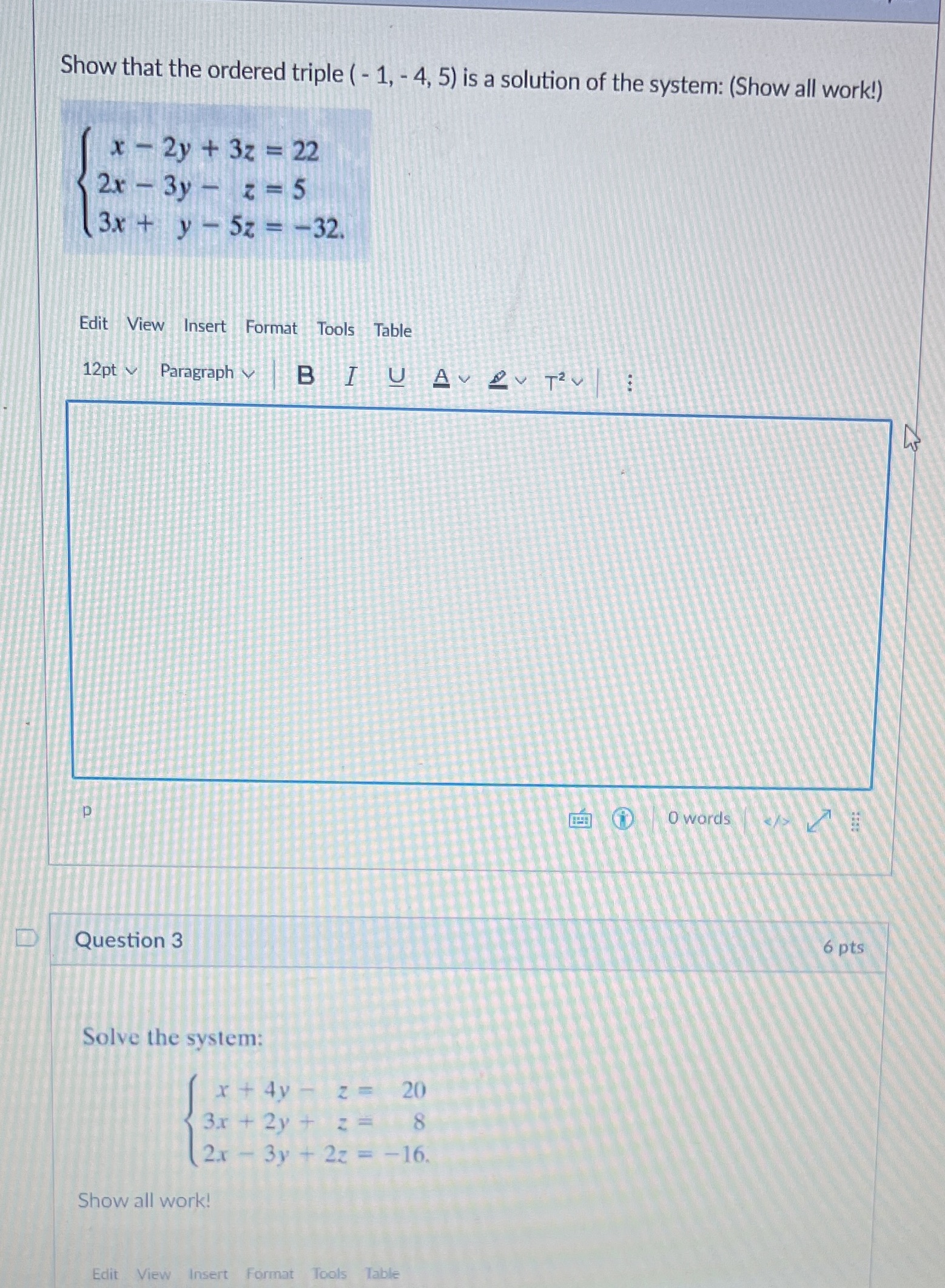 answer both please Show that the ordered triple ( - 1, -