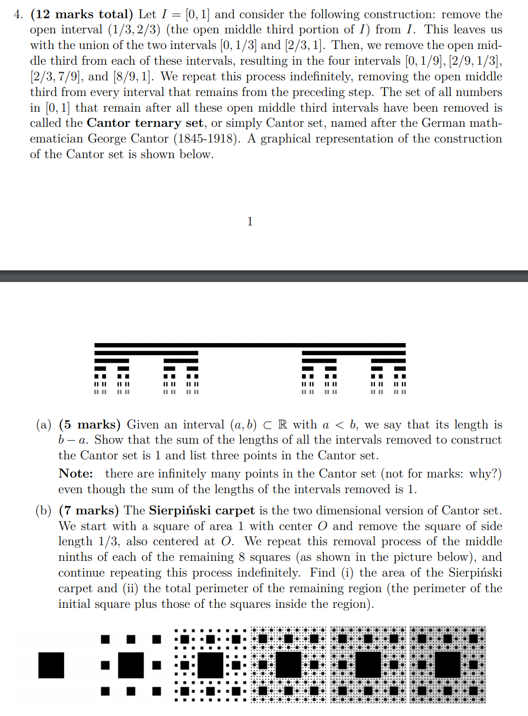  4. (12 marks total) Let I = [0,1] and consider the