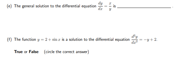 space with the correct answer, or circle the correct option. You do