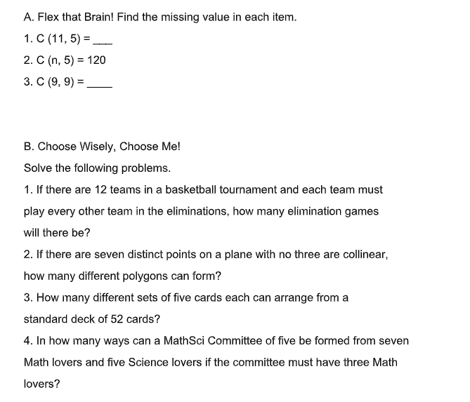  A. Flex that Brain! Find the missing value in each item.