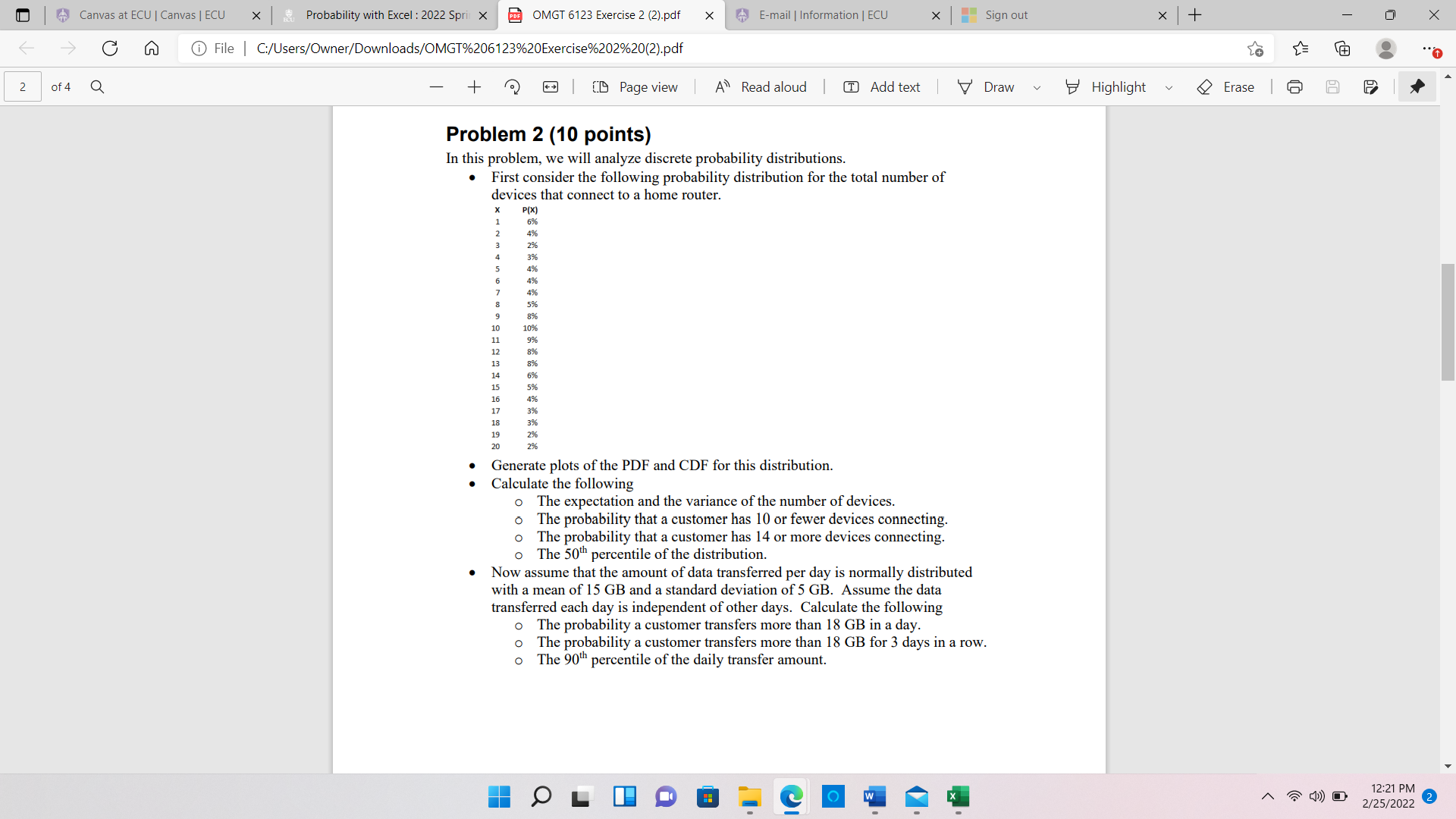  Canvas at ECU | Canvas | ECU X &Probability with Excel