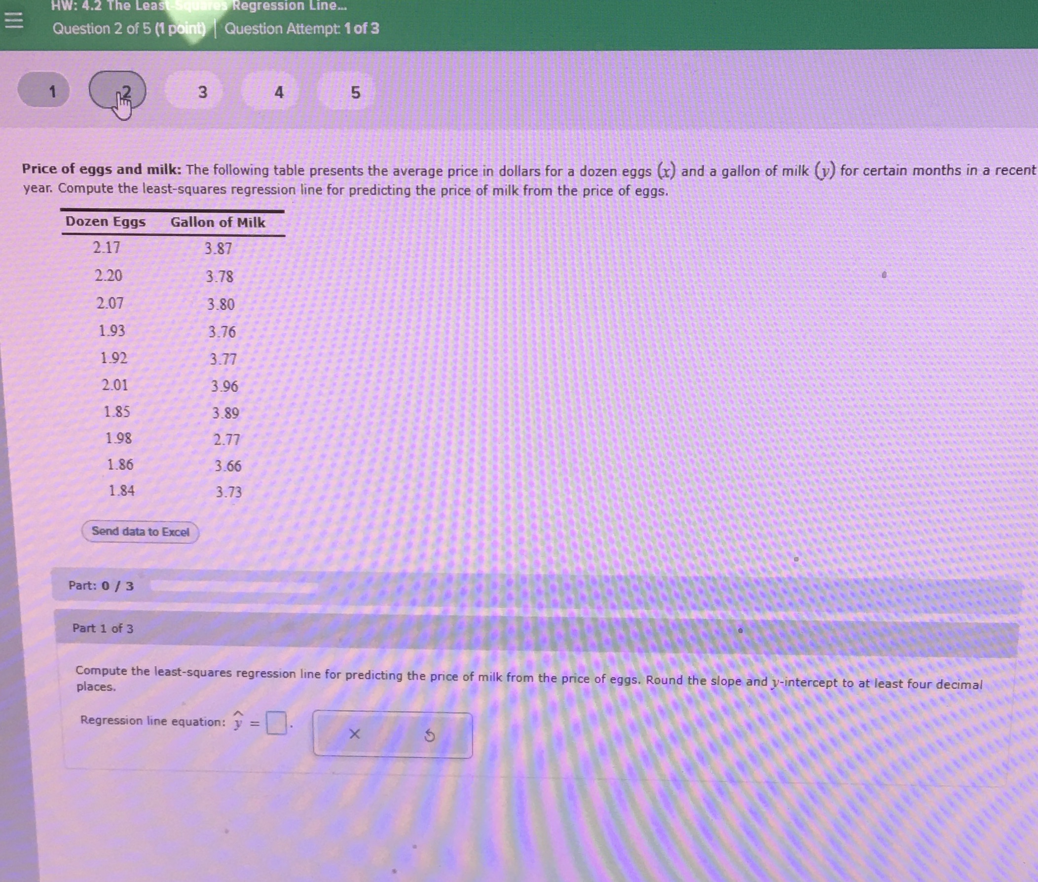 I need help with this assignment HW: 4.2 The Leas Regression Line..