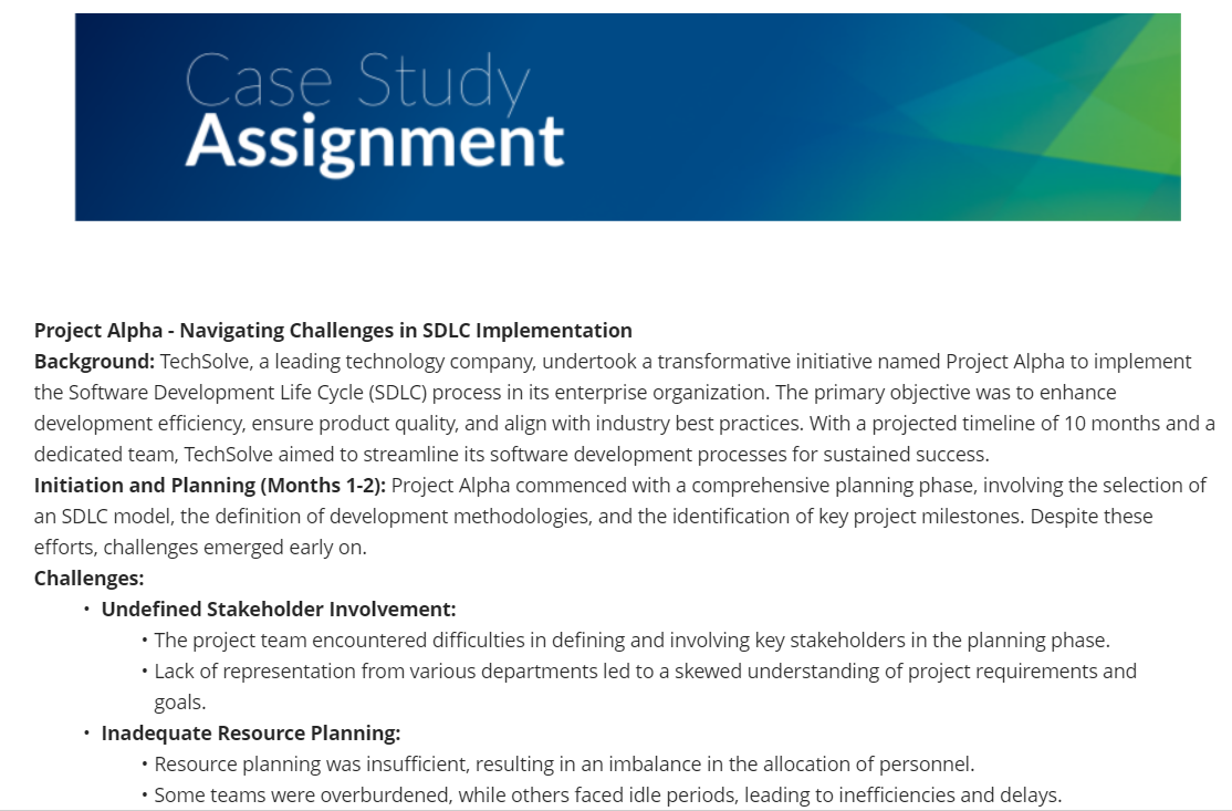  Tl Project Alpha - Navigating Challenges in SDLC Implementation Background: TechSolve,