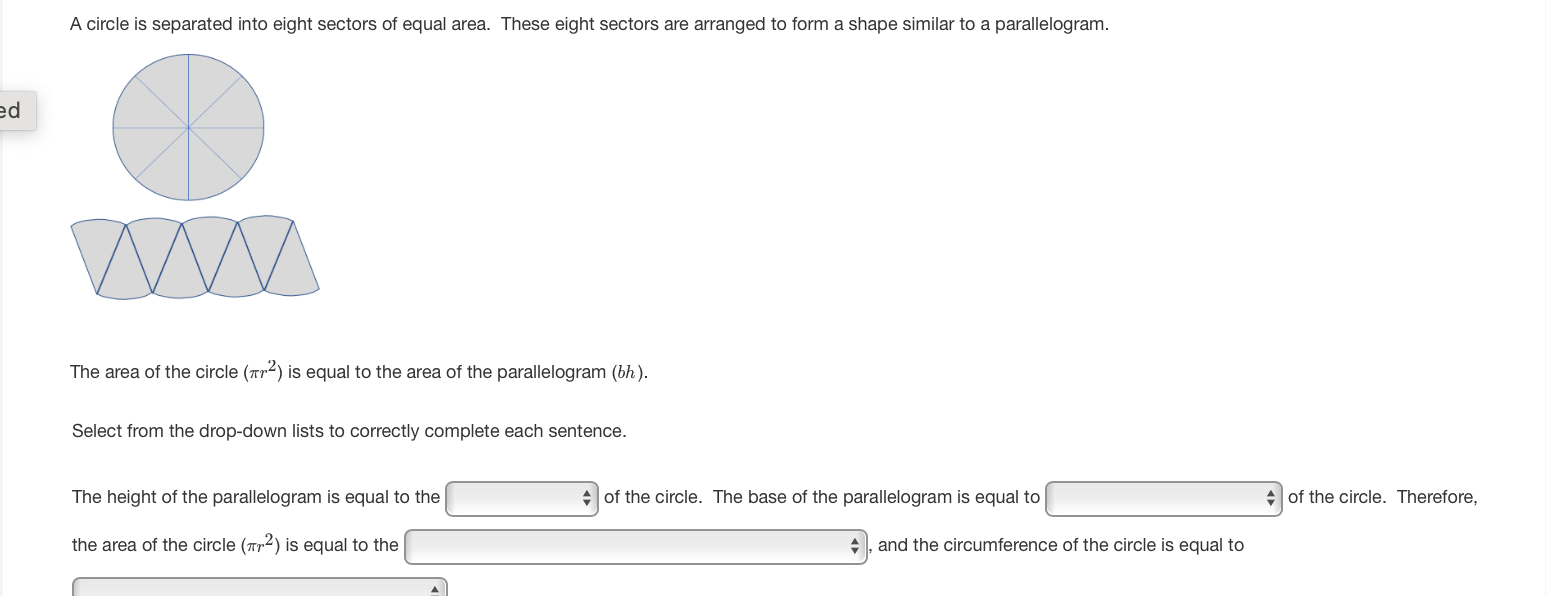  A circle is separated into eight sectors 01 equal area. These