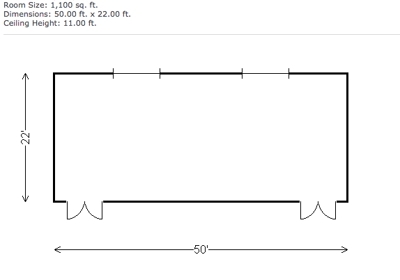 Dimensions: 50.00 ft. x 22.00 ft. Ceiling Height: 11.00