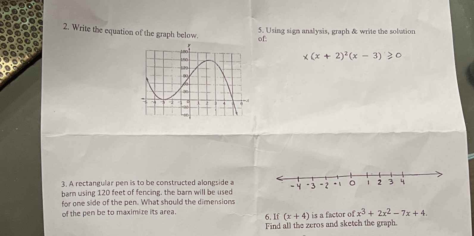  2. Write the equation of the graph below. 5. Using sign