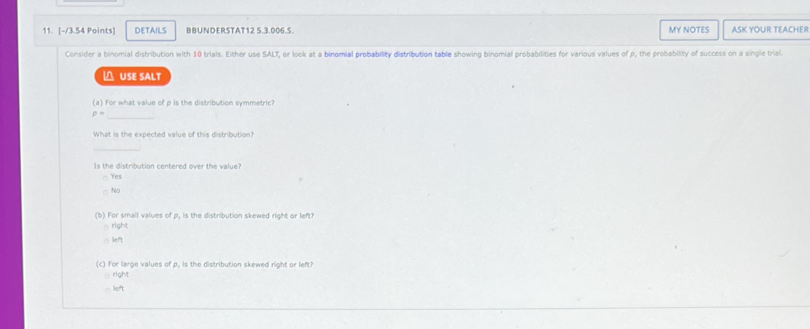  11. [-/3.54 Points] DETAILS BBUNDERSTAT12 5.3.006.5. MY NOTES ASK YOUR TEACHER