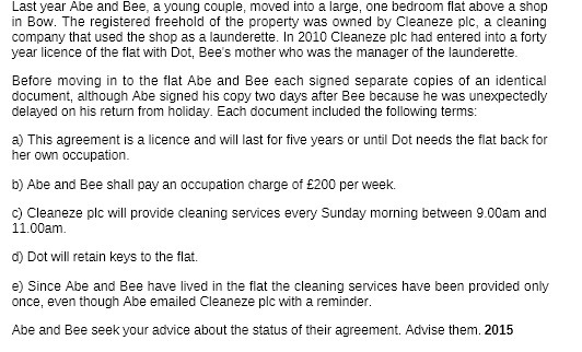 Last year Abe and Bee, a young couple, moved into a