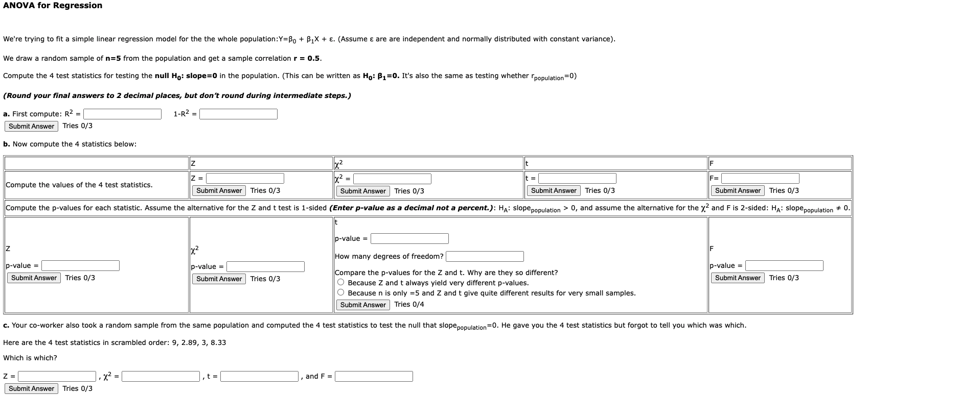  ANOVA for Regression We're trying to fit a simple linear regression