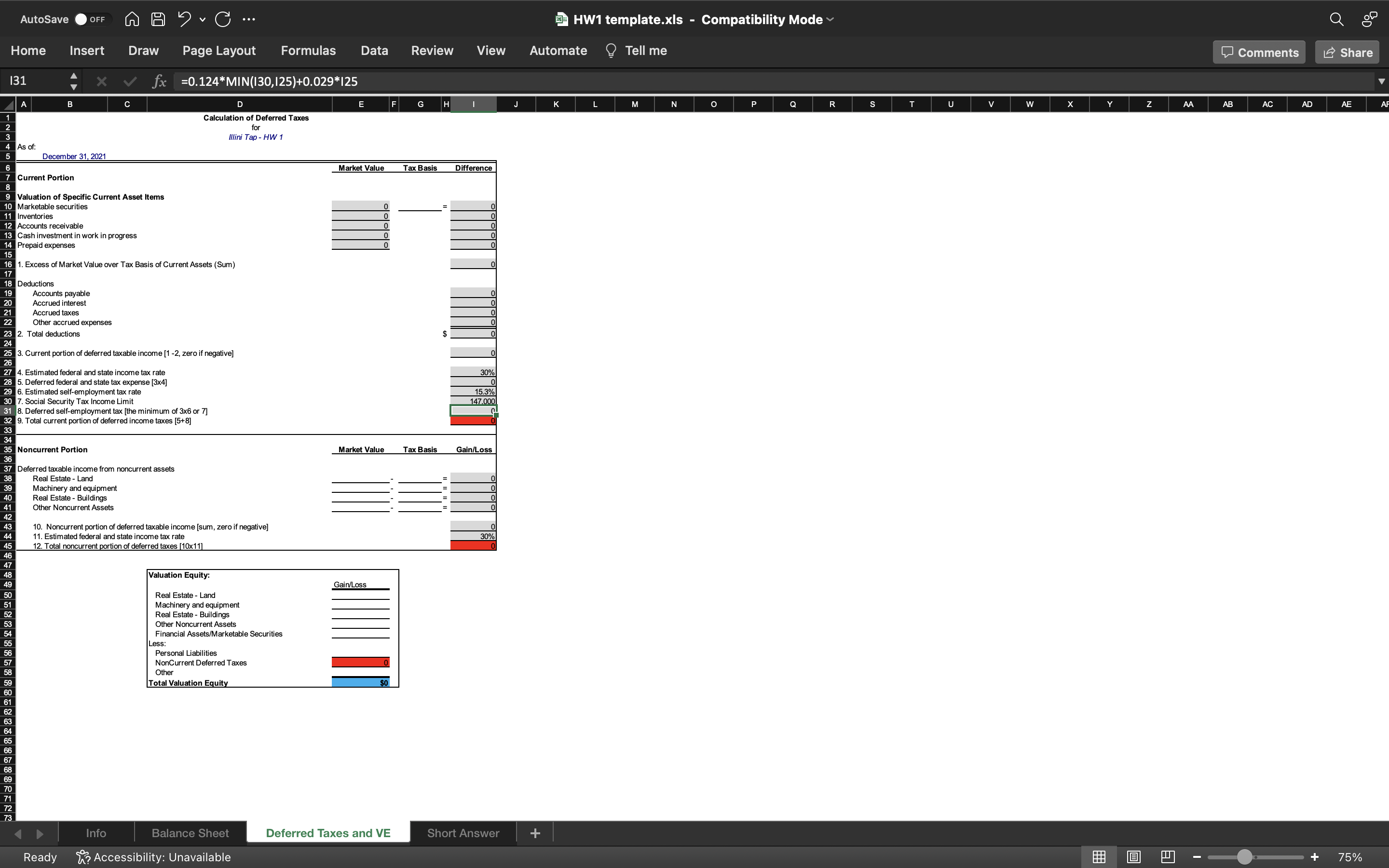 and Valuation Equity report. Reference line items above on the B/S, Deferred