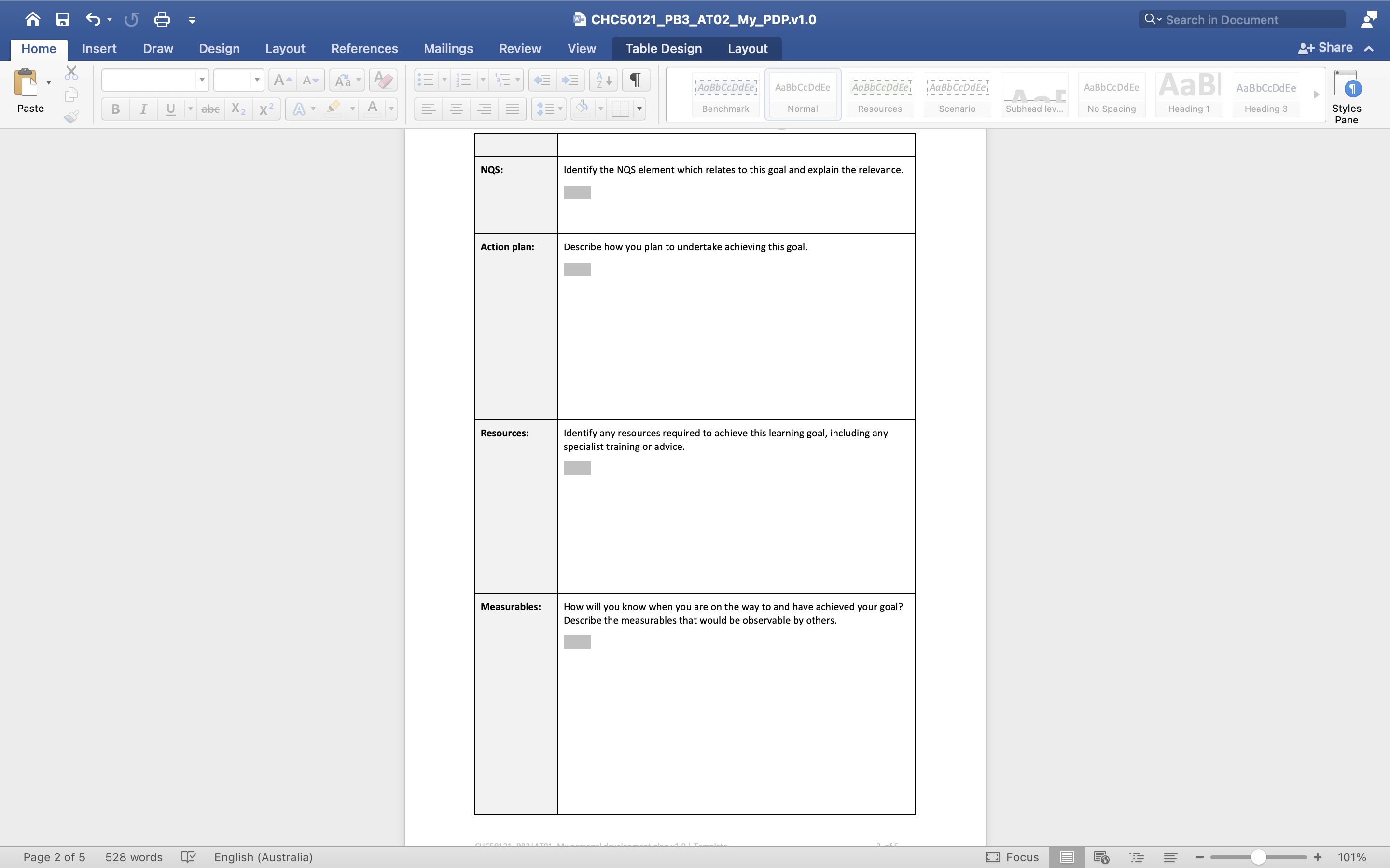 needed based on own evaluation and feedback from others. Identified potential support