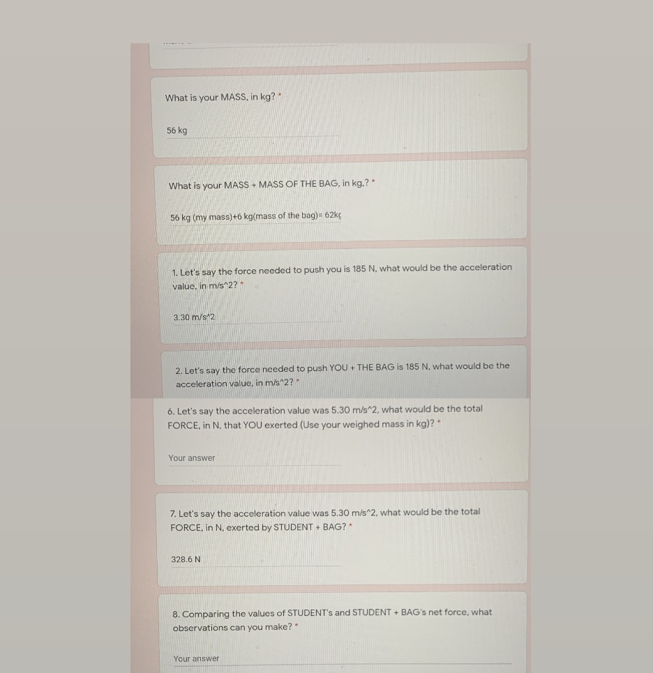 Only do question 8 please, thank you :) What is your MASS,