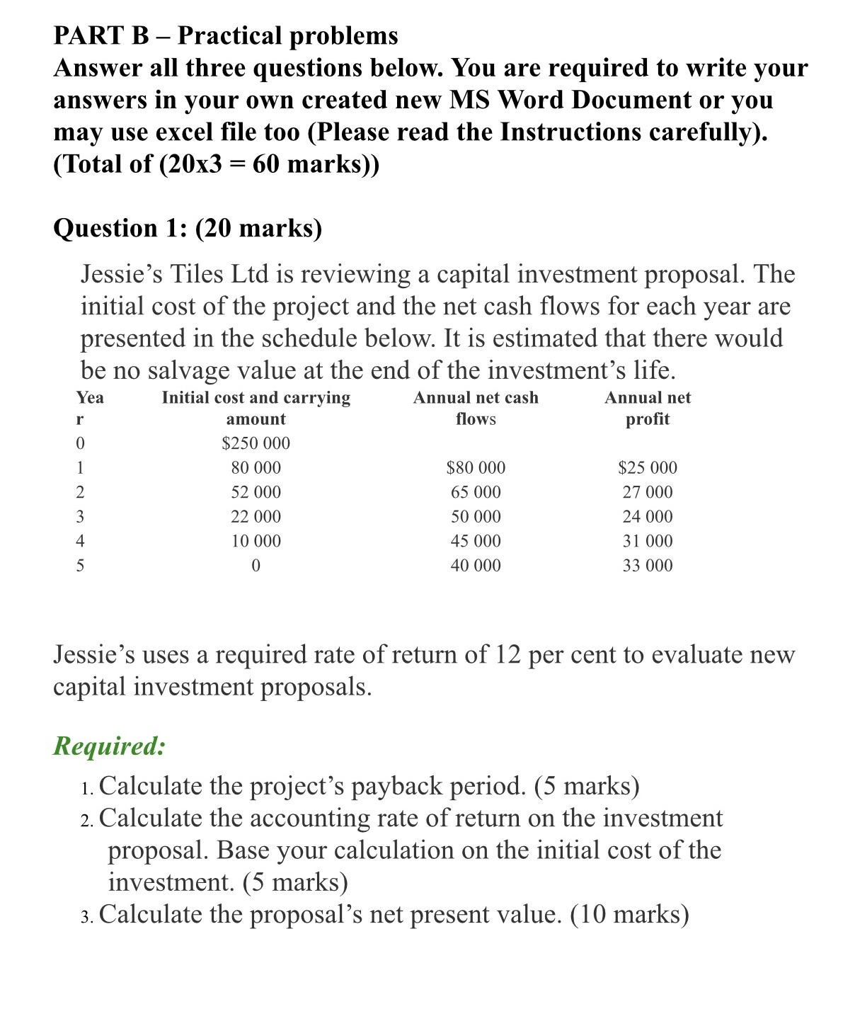  PART B - Practical problems Answer all three questions below. You