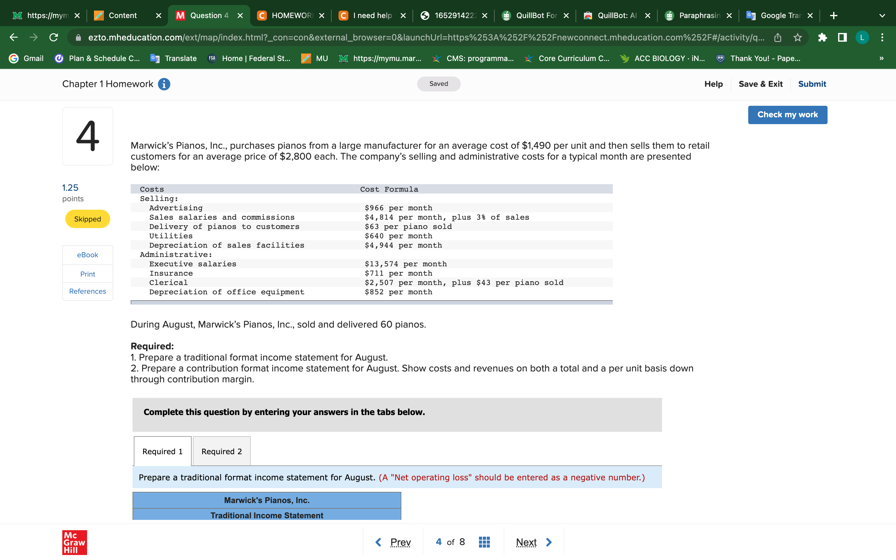  M https://mym x Content X M Question 4 X C HOMEWORK
