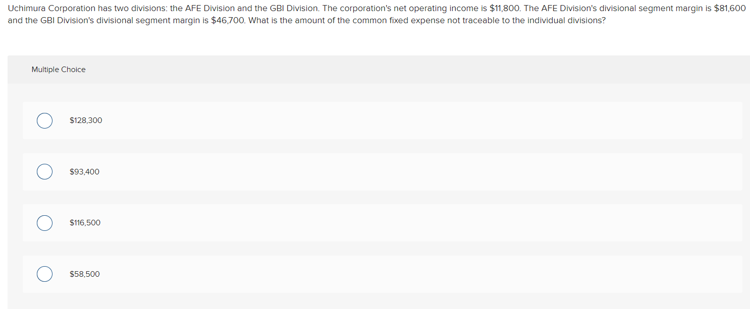 Please help with these practice questions :) Uchimura Corporation has two divisions: