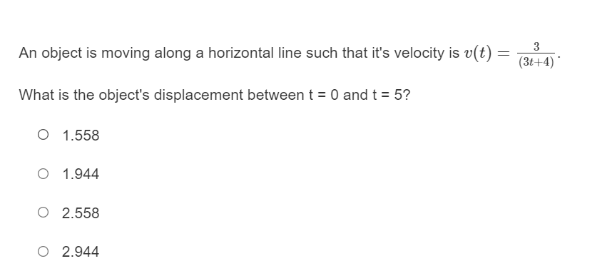 position of the object at t = 5? O 731.774 O 735.774