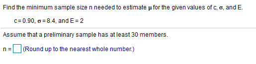 How do you compute Find the minimum sample size n needed to