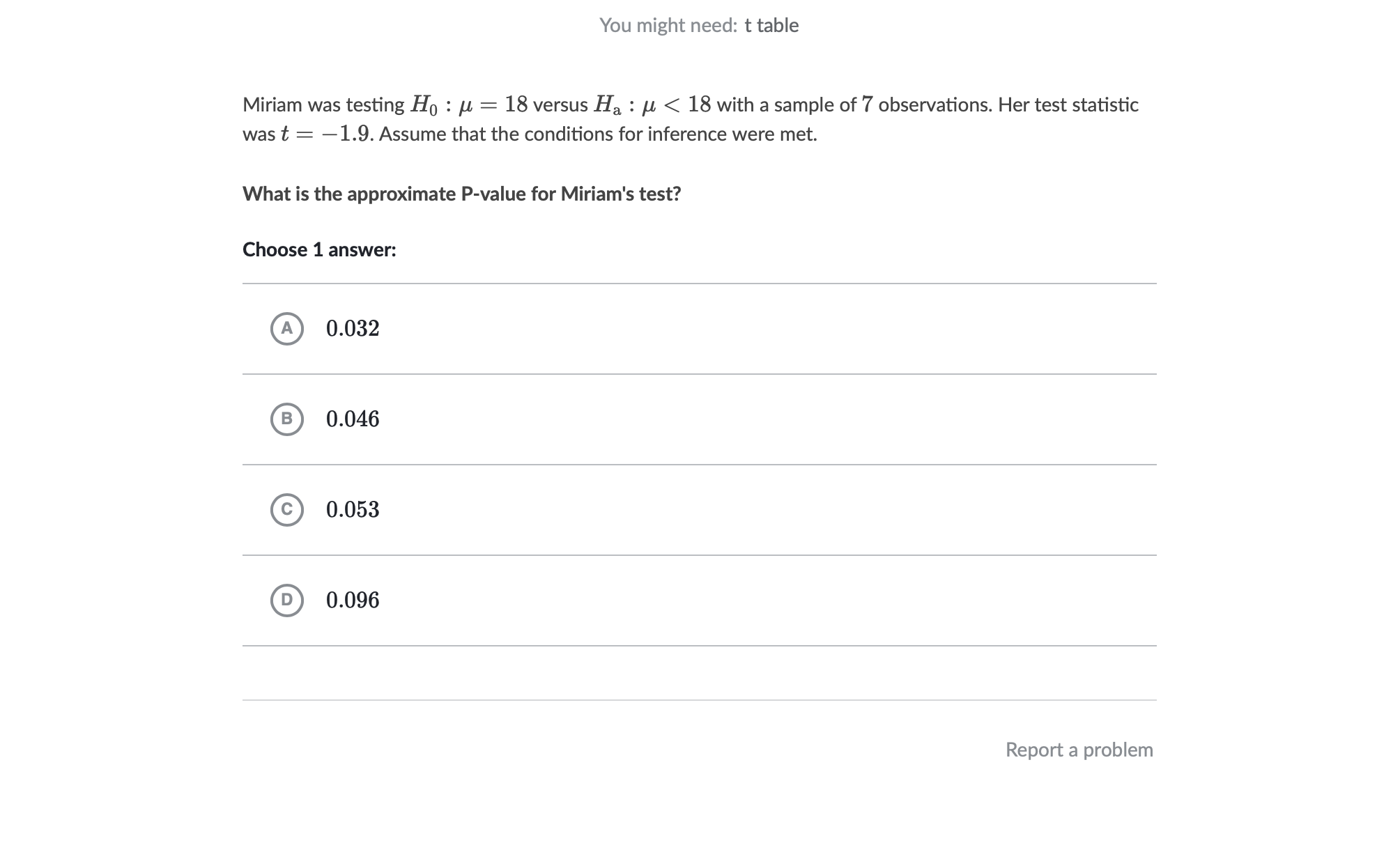 Please answer the following question You might need: t table Miriam was