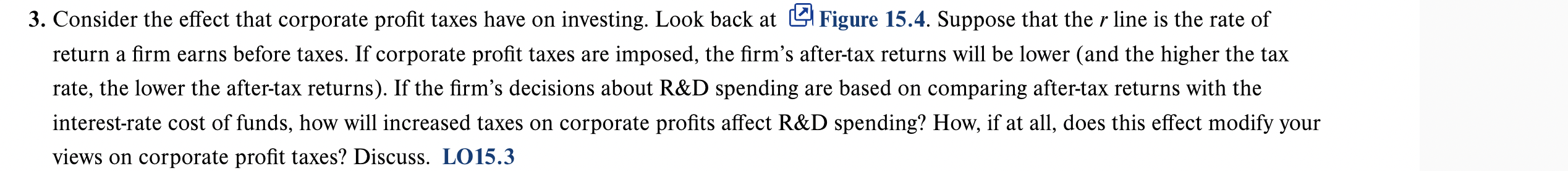  3. Consider the eect that corporate prot taxes have on investing.