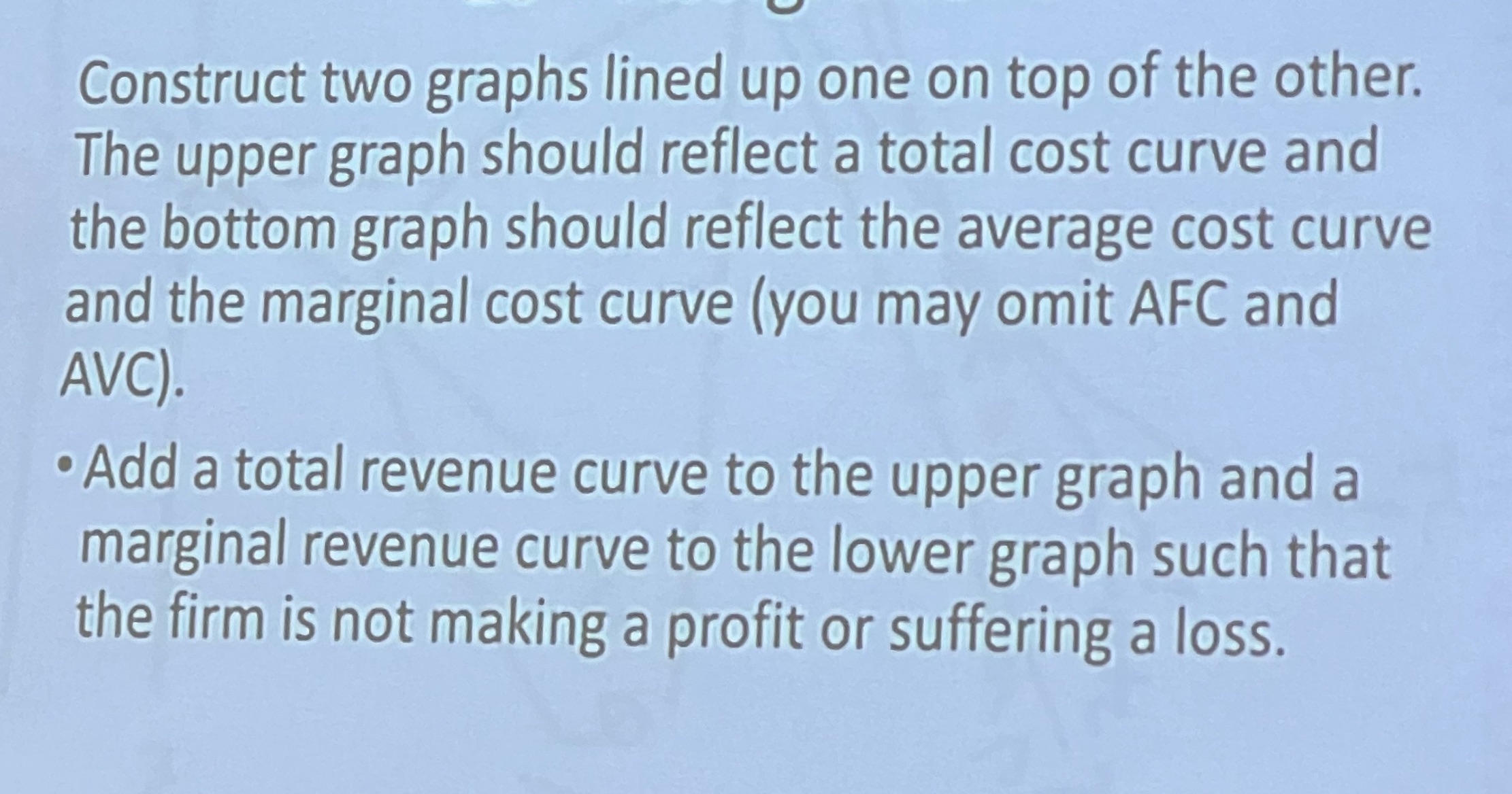Construct two graphs lined up one on top of the other.