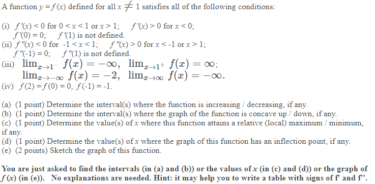  A function y =f(x) defined for all x 1 satisfies all