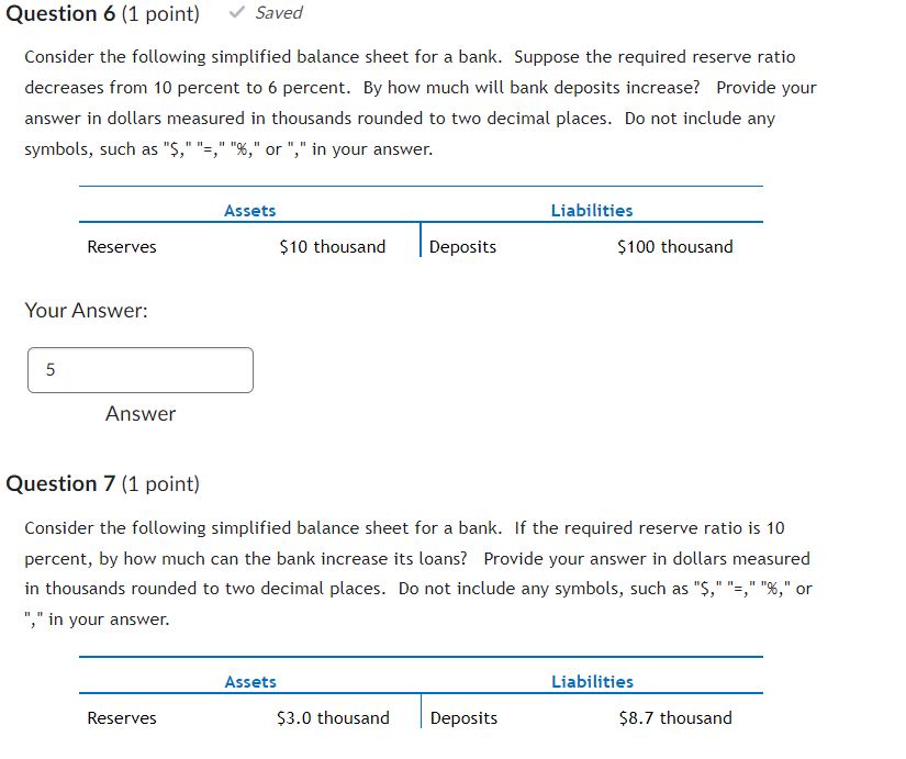 NEED ASAP Question 6 {1 point] J Saved Consider the following simplified