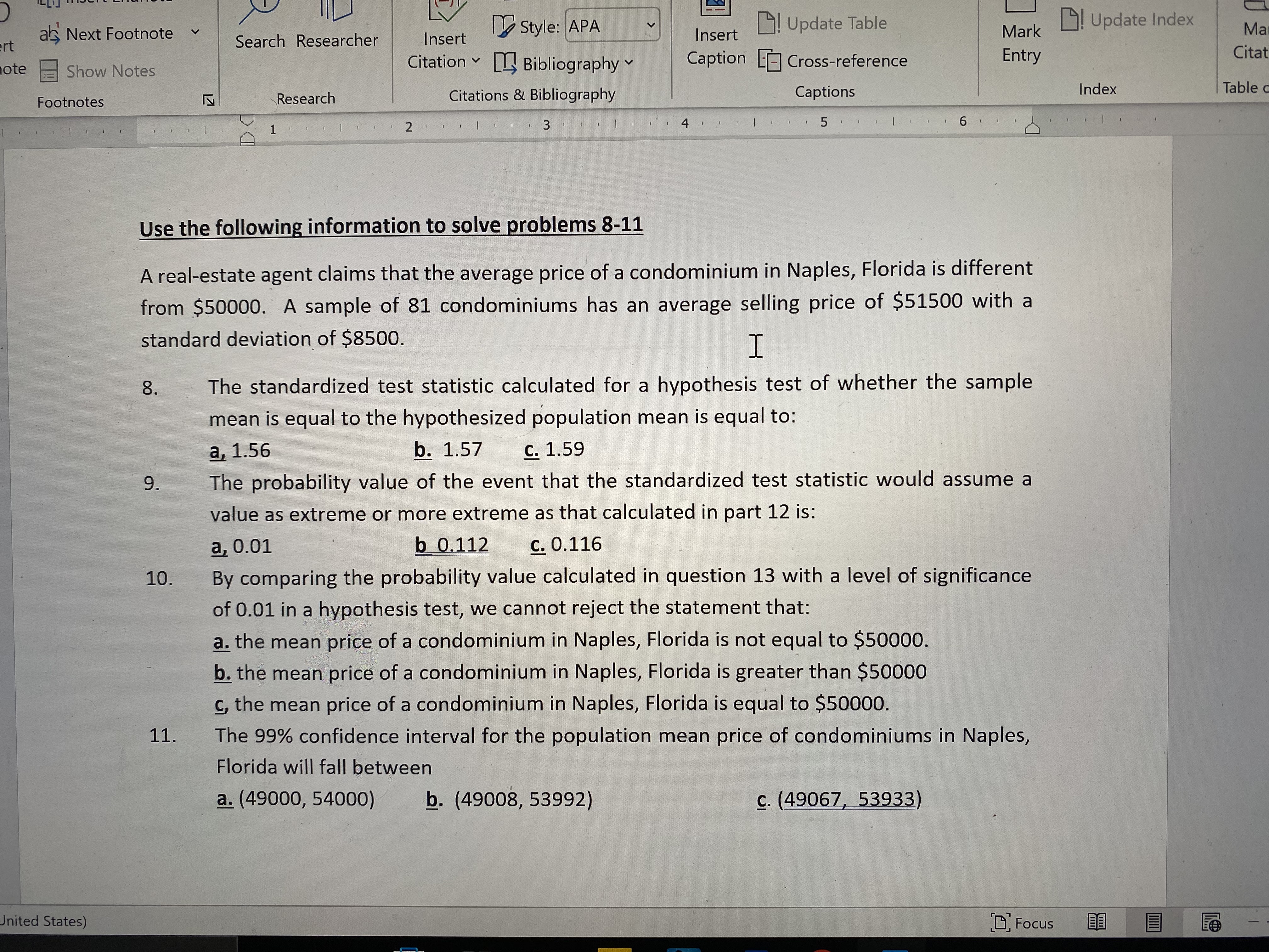 Please help me check Question #9At n -1 =80 degrees of freedomp-value