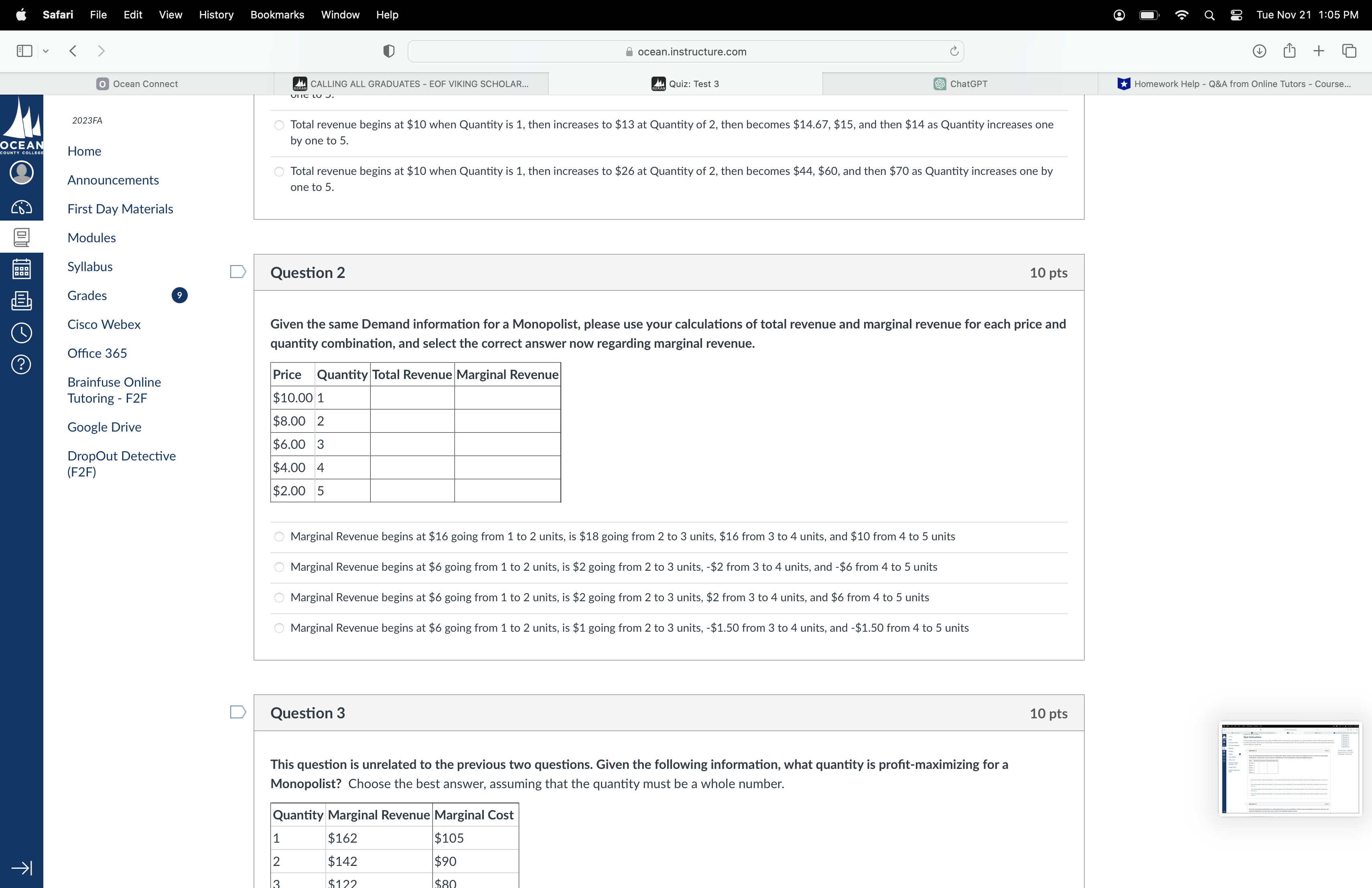 a ChatGPT OCEAN COUNTY COLLEG aaa O Ocean Connect 2023FA Home Announcements