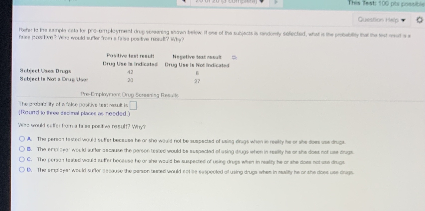 Answers please This Test: 100 pts possible Question Help > Refer to