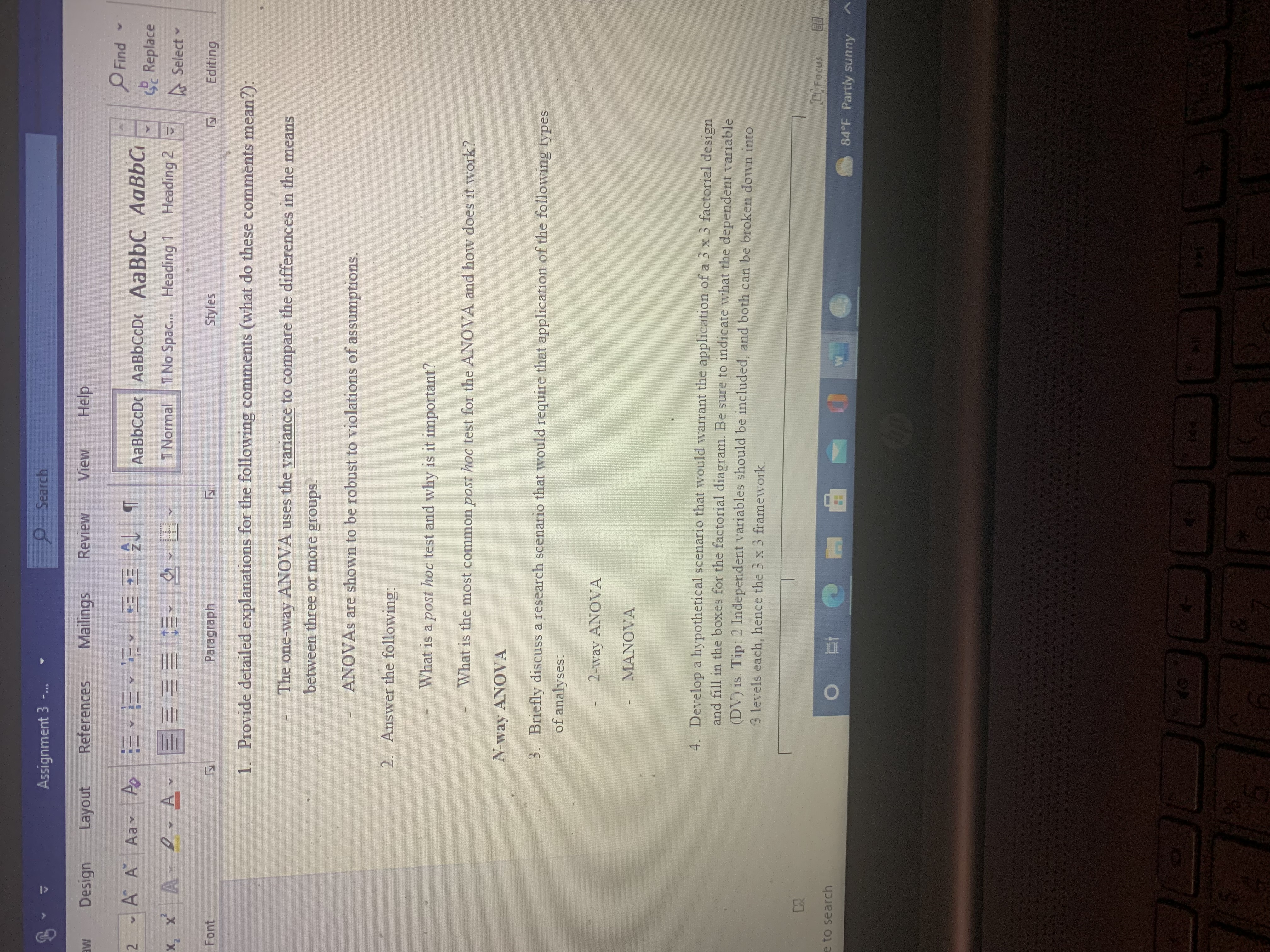 Assignment 3 -... Search Design Layout References Mailings Review View W