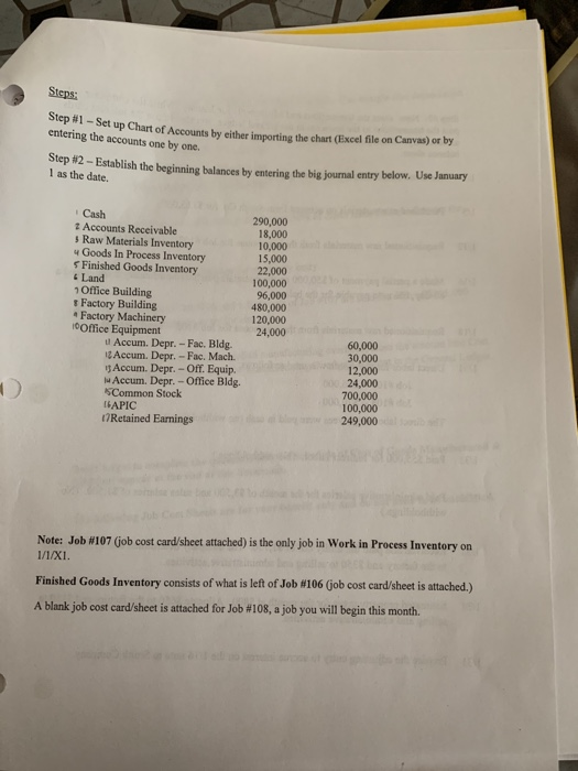  Sicps: Step #1 - Set up Chart of Accounts by either