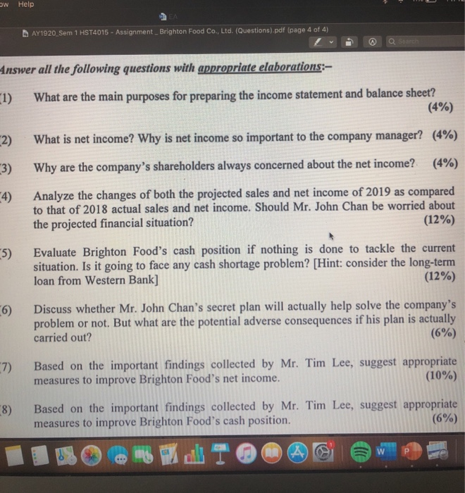 the food business for many years. Mr. John Chan is the company's