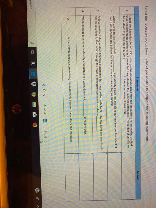  4. Select the necessary words from the list of possibilities to