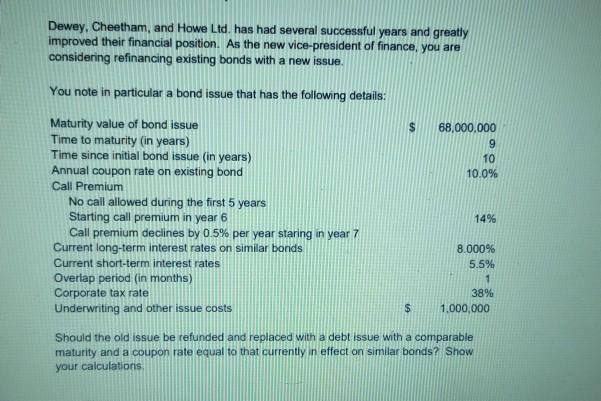  with formula please Dewey, Cheetham, and Howe Ltd. has had several
